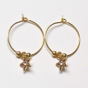 New Gold Star Hoop Earrings
